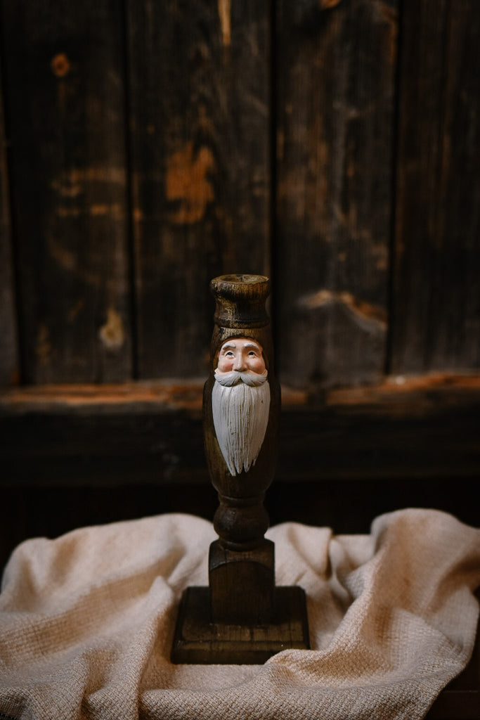 ljusstake tomte med skägg 